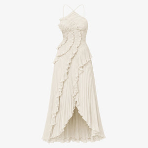 Pleated Ruffle Halter Dress WHD0606100