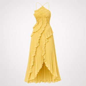 Pleated Ruffle Halter Dress WHD0606100