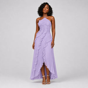 Pleated Ruffle Halter Dress WHD0606100