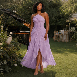 Pleated Ruffle Halter Dress WHD0606100