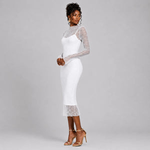 Sheer Lace Midi Dress WHD0606103