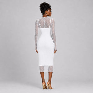 Sheer Lace Midi Dress WHD0606103