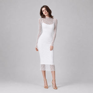 Sheer Lace Midi Dress WHD0606103