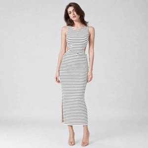 Striped Cutout Midi Dress WHD0606120
