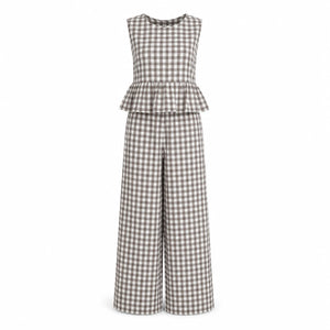 Gingham Peplum Pant Set WHD0606127
