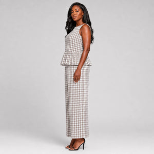 Gingham Peplum Pant Set WHD0606127