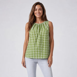 Gingham Tie Back Sleeveless Top WHD0606130