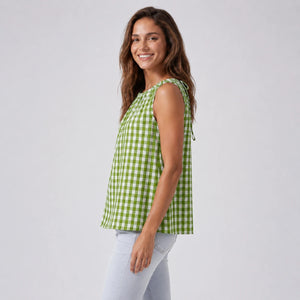 Gingham Tie Back Sleeveless Top WHD0606130