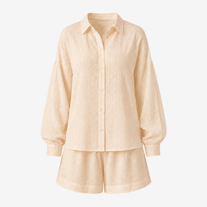 Textured Shirt Shorts Set WHD0606136