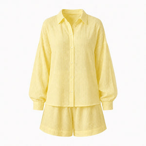 Textured Shirt Shorts Set WHD0606136