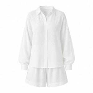 Textured Shirt Shorts Set WHD0606136