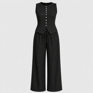 Contrast Trim Wide Leg Set WHD0606137