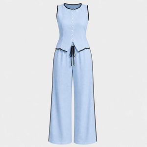 Contrast Trim Wide Leg Set WHD0606137