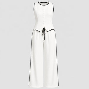 Contrast Trim Wide Leg Set WHD0606137