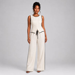 Contrast Trim Wide Leg Set WHD0606137