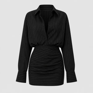 Gray Pinstripe Skirt Set WHD0606138
