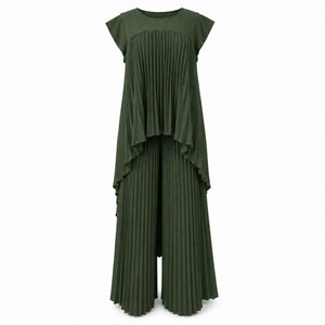 Pleated Overlay Wide Leg Set WHD0606141