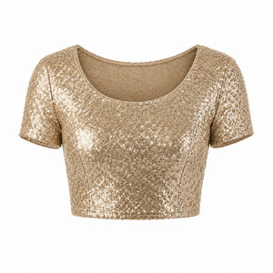 Sequin Short Sleeve Crop Top WHD0606145