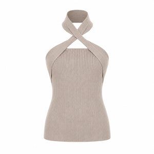 Cross Halter Knit Top WHD0606146