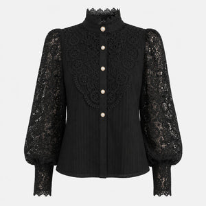 Lace Pearl Button Blouse WHD0606148