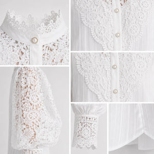 Lace Pearl Button Blouse WHD0606148