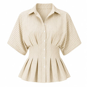 Striped Peplum Shirt Top WHD0606150