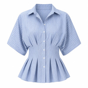 Striped Peplum Shirt Top WHD0606150