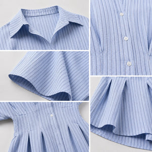Striped Peplum Shirt Top WHD0606150
