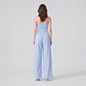 Striped Strapless Wide Leg Jumpsuit WHD0606156