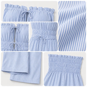 Striped Strapless Wide Leg Jumpsuit WHD0606156