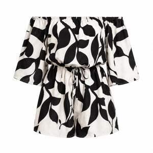 Off-Shoulder Drawstring Romper WHD0606160