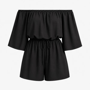 Off-Shoulder Drawstring Romper WHD0606160