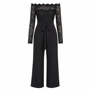 Lace Off-Shoulder Wide Leg Jumpsuit WHD0606161