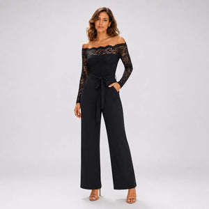 Lace Off-Shoulder Wide Leg Jumpsuit WHD0606161
