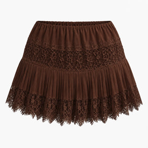 Lace Pleated Mini Skirt WHD0606162