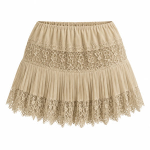 Lace Pleated Mini Skirt WHD0606162