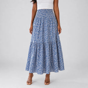 Floral Smocked Maxi Skirt WHD0606163