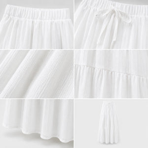 Tiered Drawstring Maxi Skirt WHD0606164