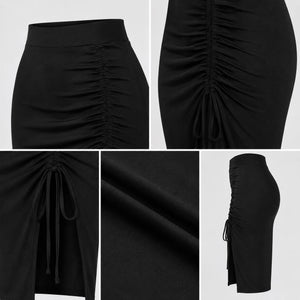 Ruched Drawstring Midi Skirt WHD0606166