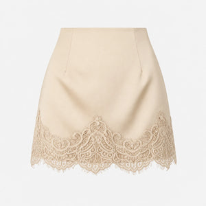Lace Trim Satin Mini Skirt WHD0606167