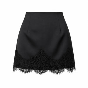 Lace Trim Satin Mini Skirt WHD0606167