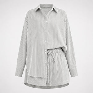 Pinstripe Shirt Shorts Set WHD0606179