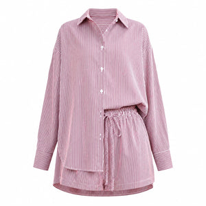 Pinstripe Shirt Shorts Set WHD0606179
