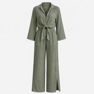 Tie Front Wide Leg Set WHD0606181
