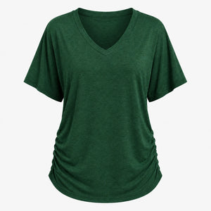 Ruched V-Neck Knit Top WHD0606182