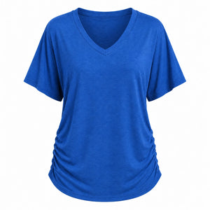 Ruched V-Neck Knit Top WHD0606182