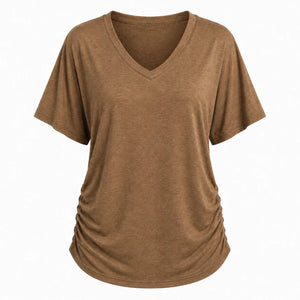 Ruched V-Neck Knit Top WHD0606182