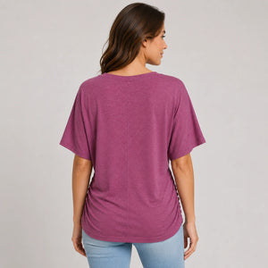 Ruched V-Neck Knit Top WHD0606182