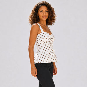 Polka Dot Tie Front Top WHD0606186