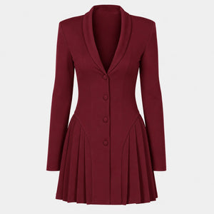 White Pleated Blazer Dress WHD0606192